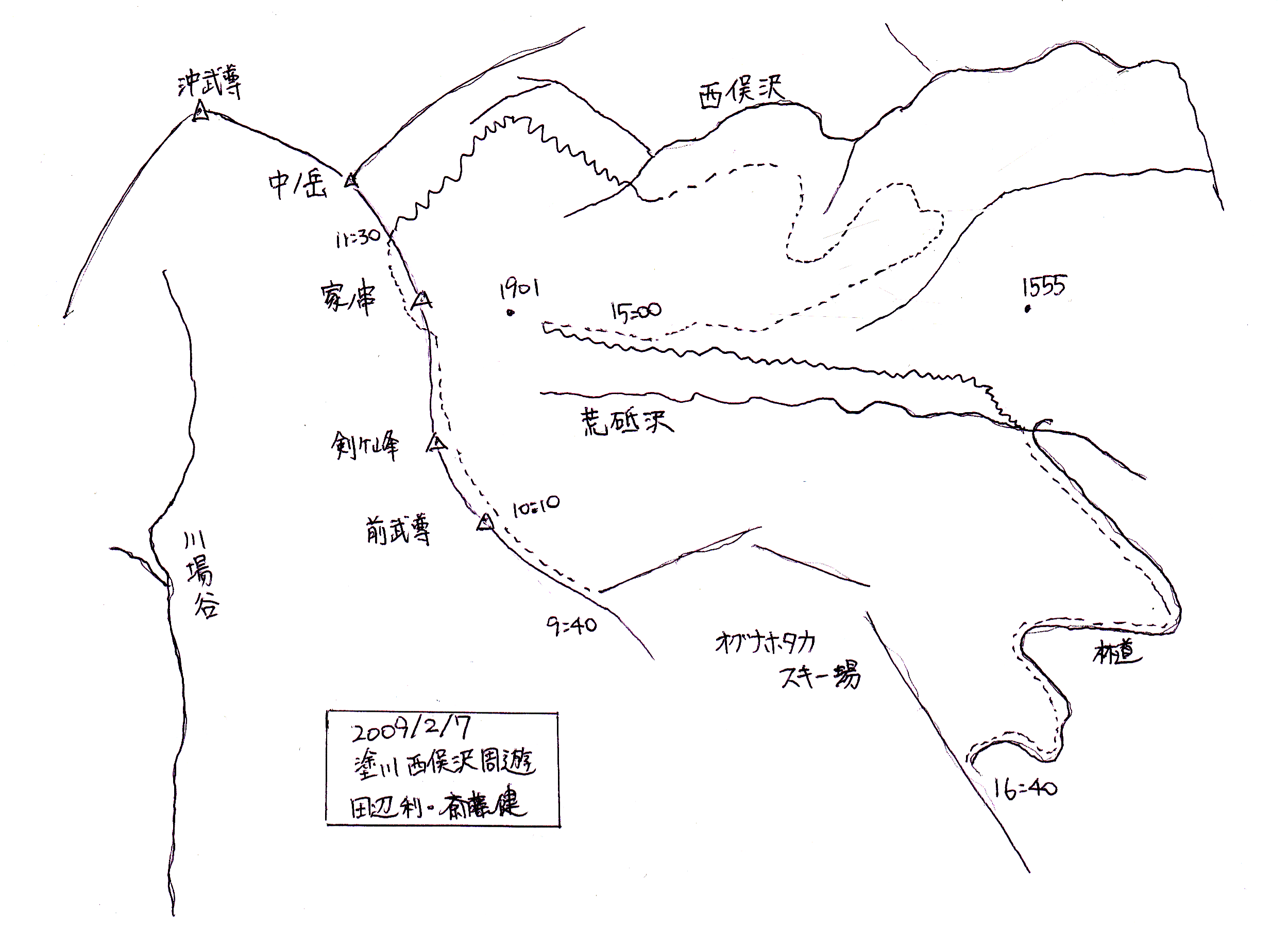 上州塗川西俣沢周遊　山スキー