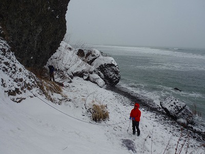 北海道／能取岬の氷瀑群　アイスクライミング